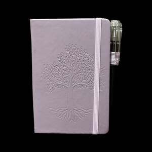 Dark Lilac Tree of Life Embossed Small Hardcover Lined Journal with Pen